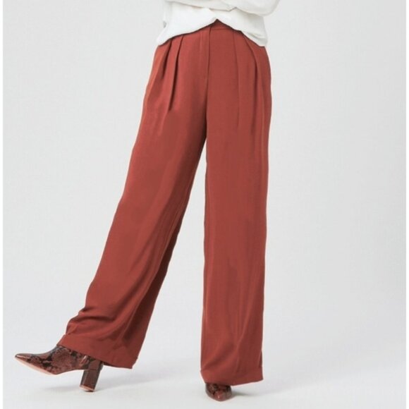 ZARA Vintage Burnt Salmon Lyocell Pleated Trouser Pants - Picture 8 of 16